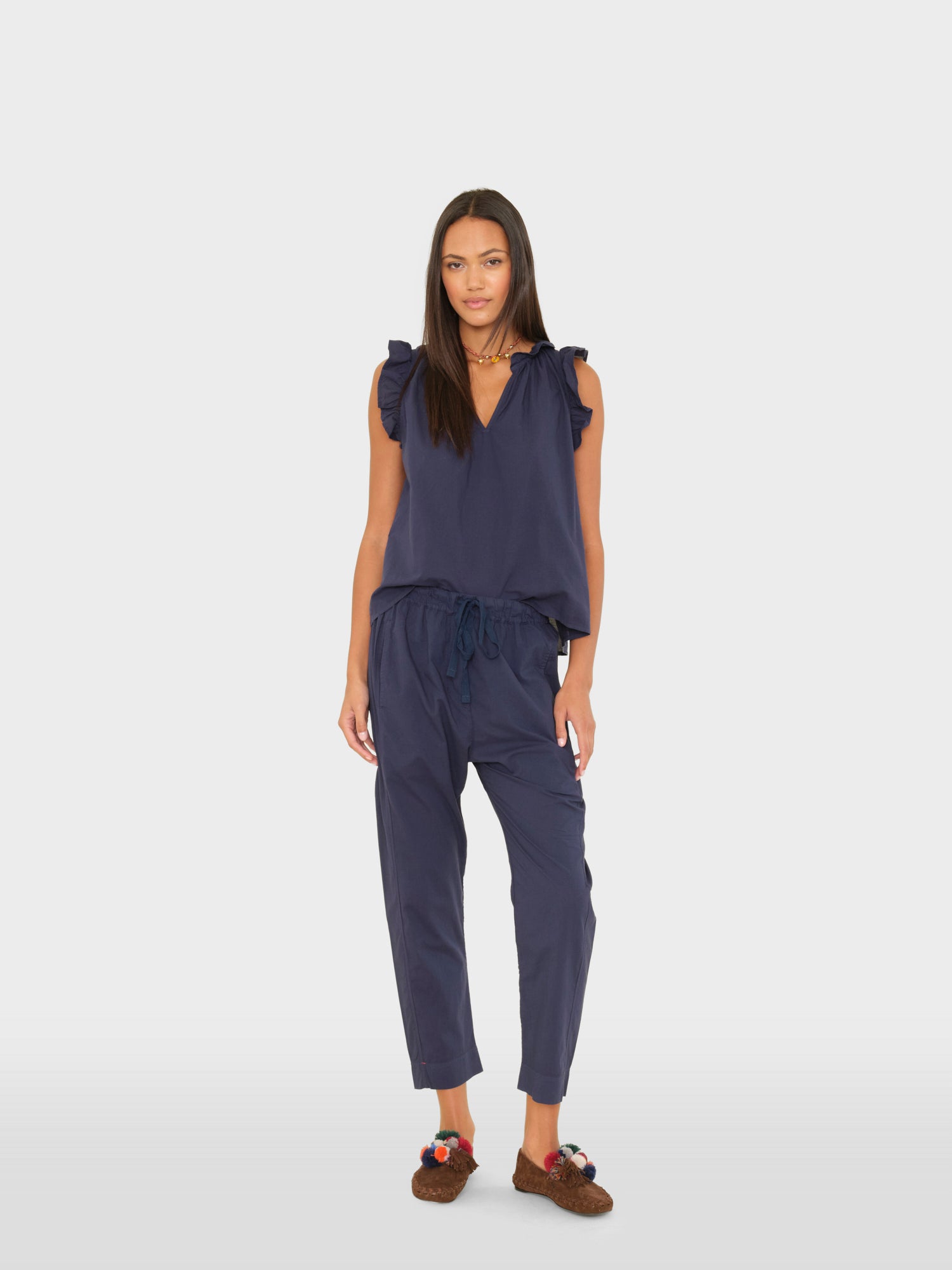 Navy Draper Pant