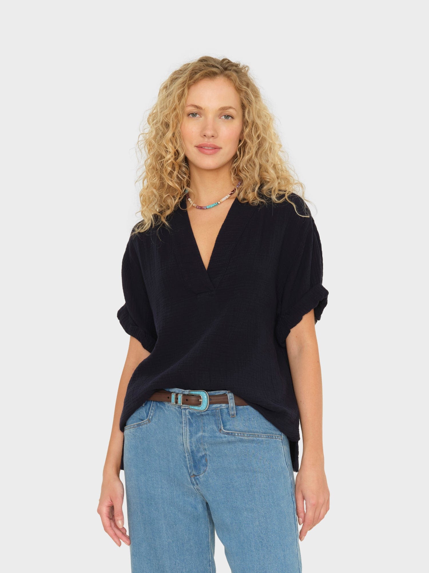 werthy 野沢和香 NEW V-NECK RIB TOP(cupin) White Ribbed Knit V-Neck Top X33308