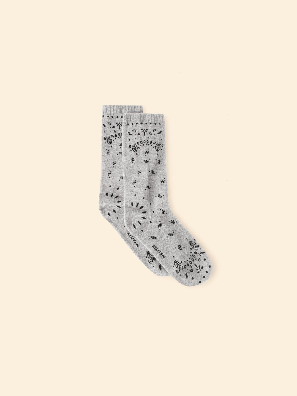 Kujten Socks One Size / Gray Kujten Gray Sig Bandana Socks K0CSH951-OS-GRY Kujten Gray Sig Bandana Socks