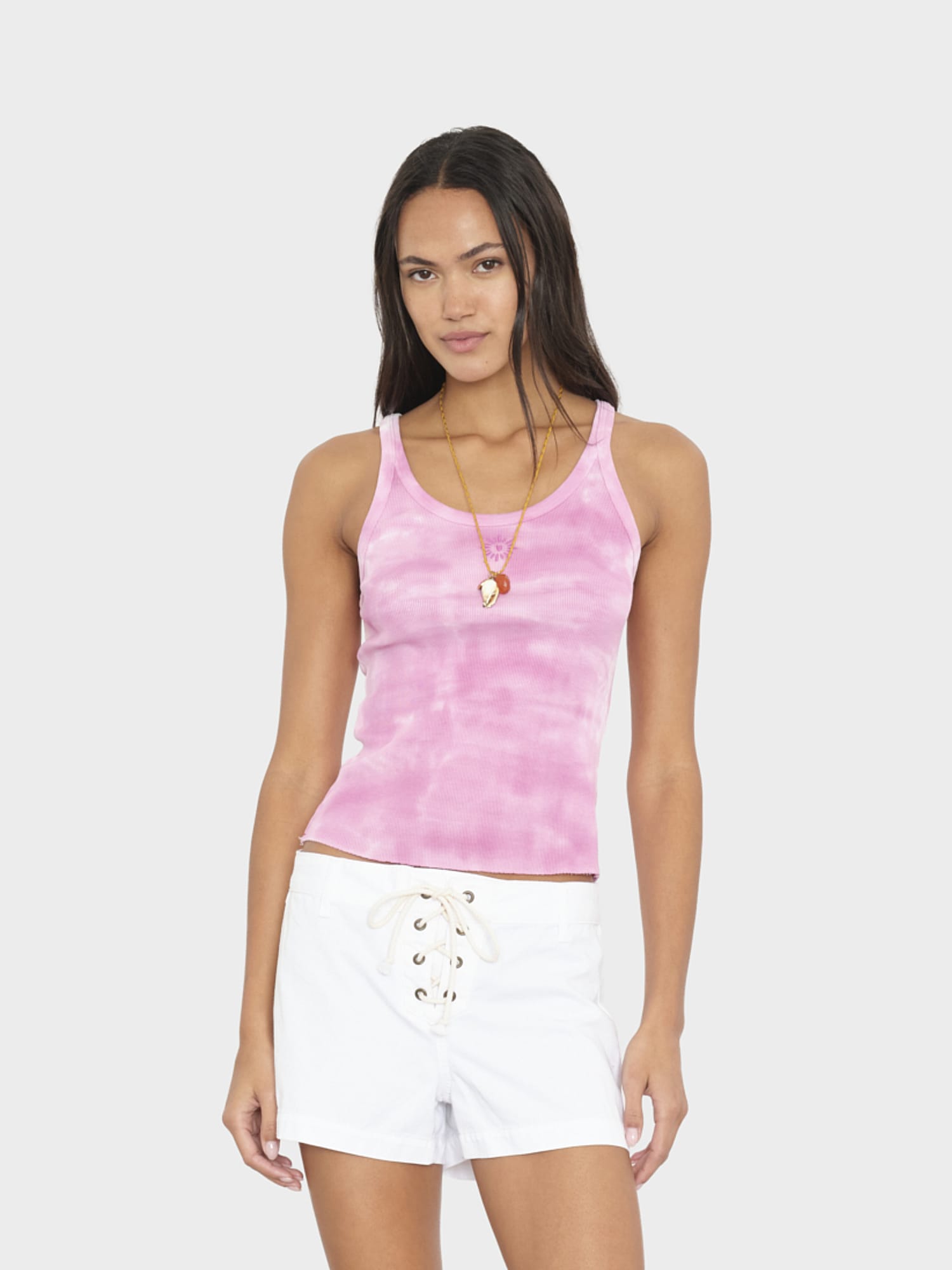 Sunset Raspberry Beca Fine Rib Tank Top