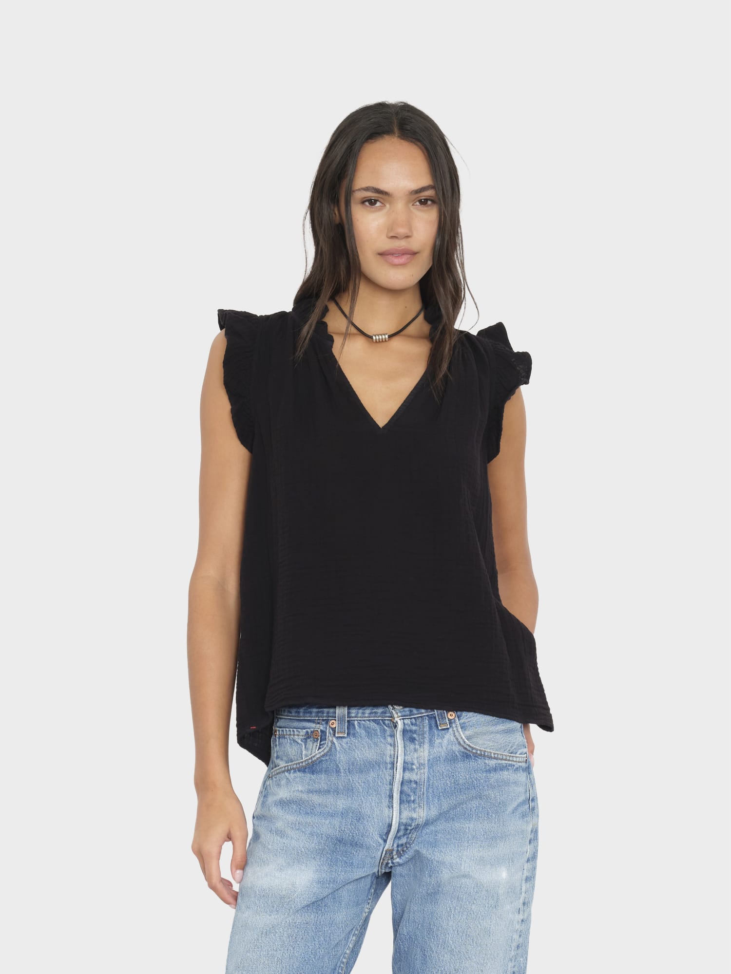 トップス ERiKOKATORi \"linen gauze top\" (black) linen gawze top | ERiKOKATORi