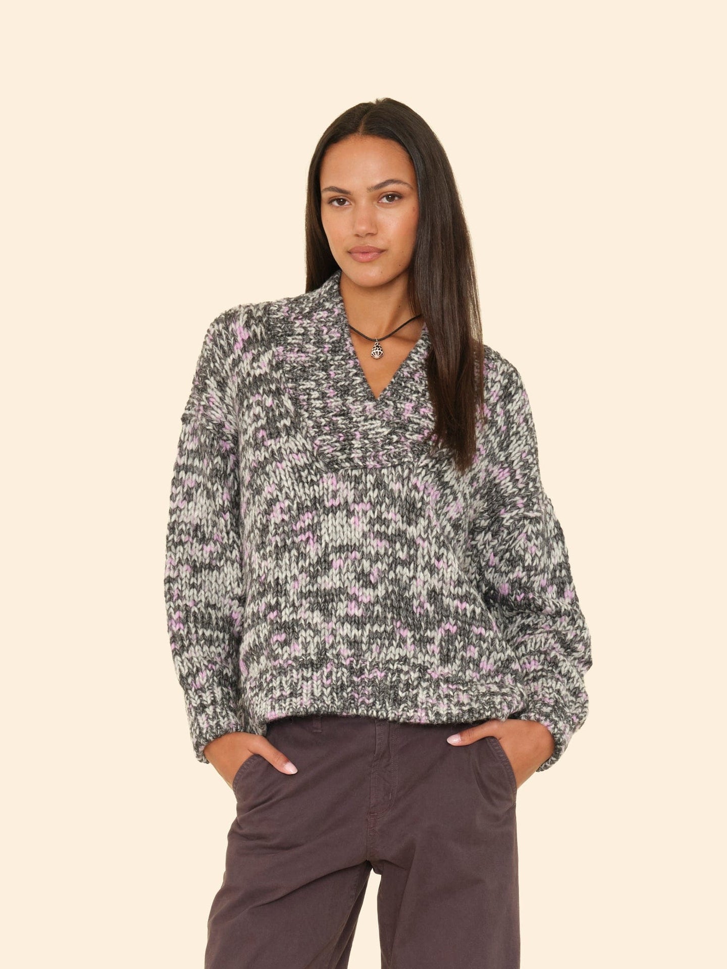 X2506 Sweater Black Melange Keyes Sweater Black Melange Keyes Sweater