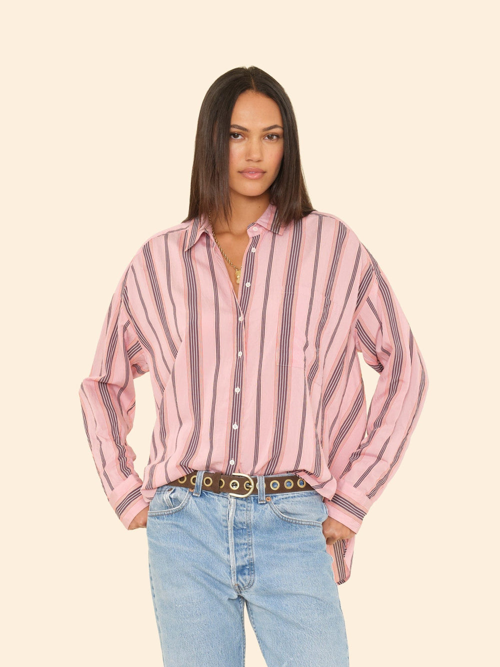 X2507 Shirt Blush Stripe Jordy Shirt Blush Stripe Jordy Shirt