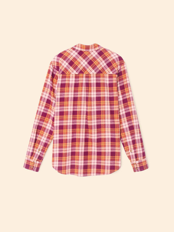X2507 Shirt Pink Orange Plaid Beau Shirt Pink Orange Plaid Beau Shirt