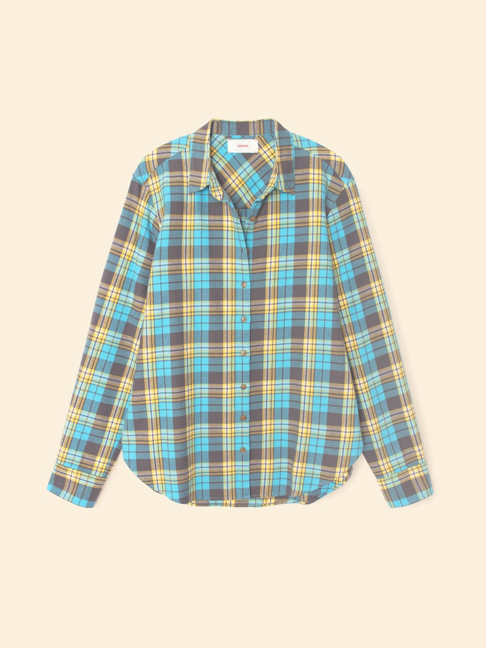 X2507 Shirt Turquoise Yellow Plaid Beau Shirt Turquoise Yellow Plaid Beau Shirt