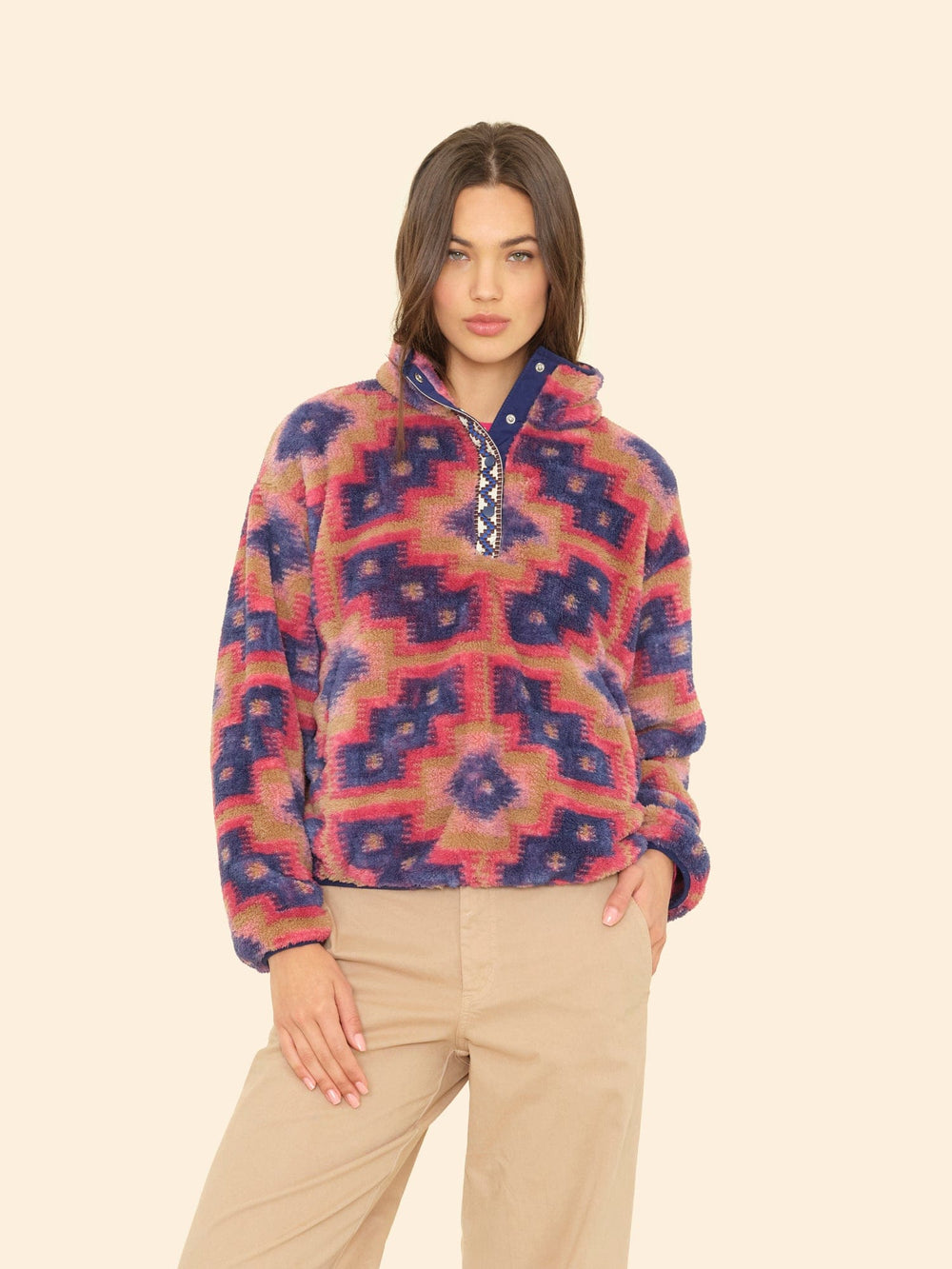 X2507 Sweater Mosaic Tile Ridge Pullover Mosaic Tile Ridge Pullover