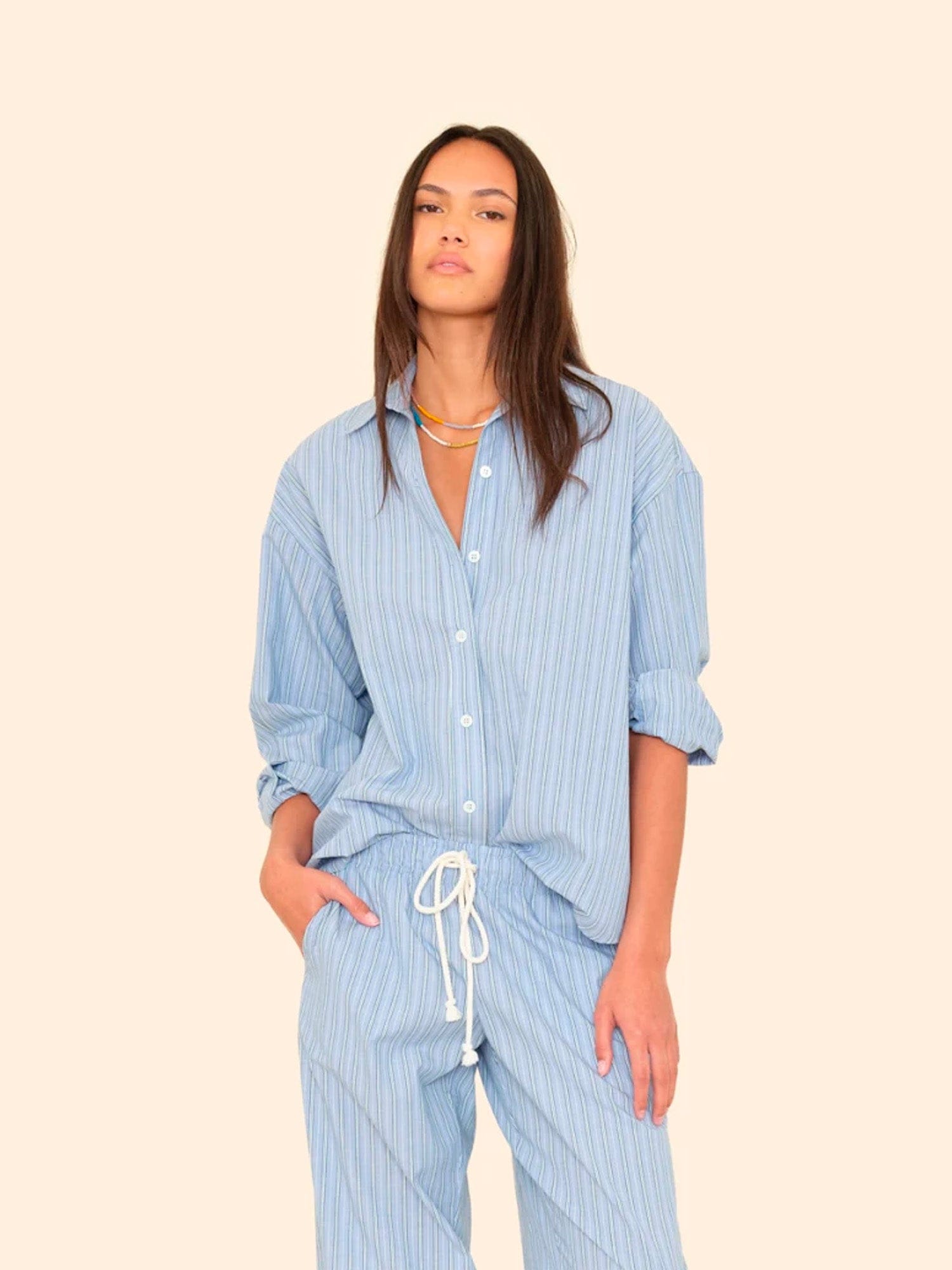 新品⭐️L'Appartement 【XIRENA】STRIPE シャツ Xirena - Frankie Cotton Stripe Shirt Opal - Alhambra | Women's
