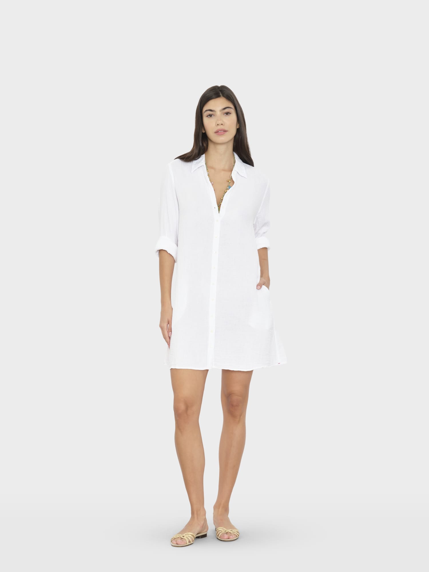 White Bobby Gauze Dress Small / White