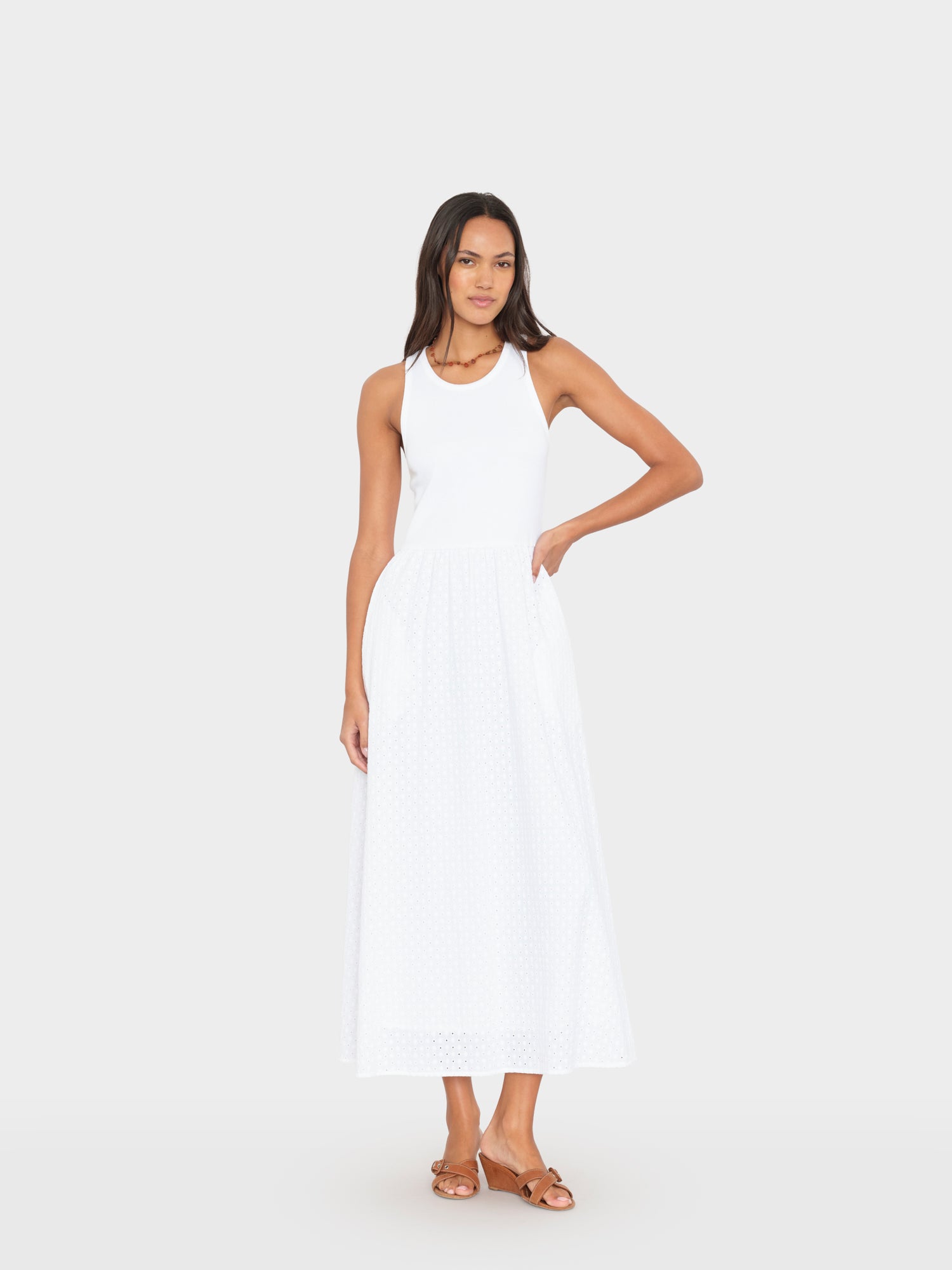 White Flynn Embroidered Dress Small / White