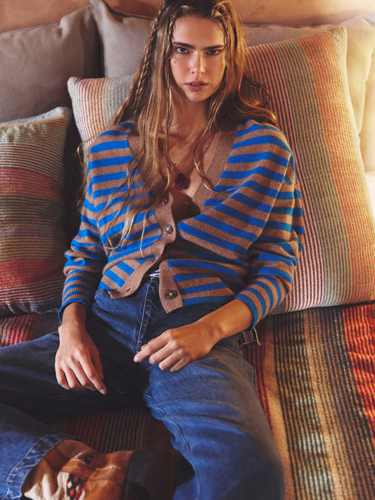X2606 Sweater Cobalt Sand Estelle Cardigan Cobalt Sand Estelle Cardigan