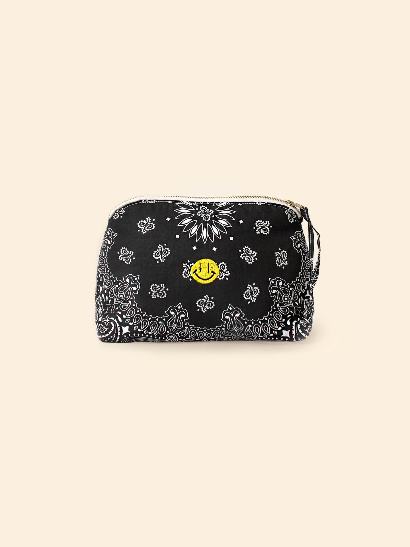 CALL IT BY YOUR NAME Accessory One Size / Black CALL IT BY YOUR NAME Black Happy Face Toiletry Bag C0SLK206-OS-BLK CALL IT BY YOUR NAME Black Happy Face Toiletry Bag