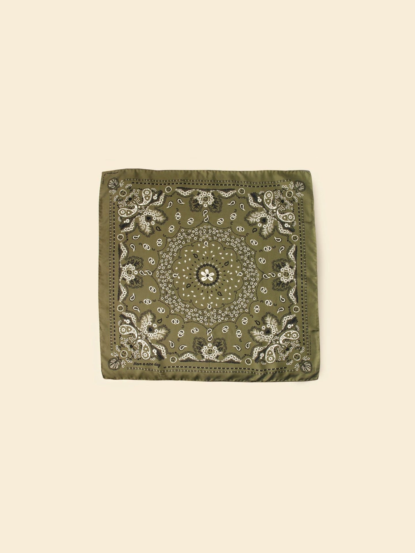 CALL IT BY YOUR NAME Accessory One Size / Khaki CALL IT BY YOUR NAME Khaki Silk Bandana C0SLK200-OS-KHA CALL IT BY YOUR NAME Khaki Silk Bandana