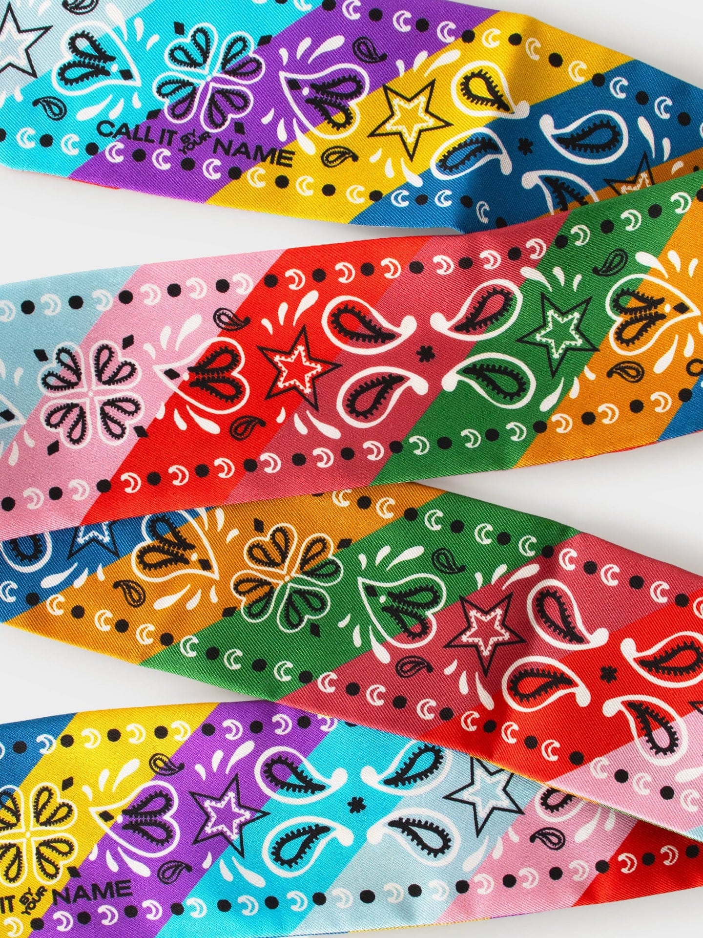 CALL IT BY YOUR NAME Accessory One Size / Rainbow Rainbow Silk Bandana Scarf C0SLK900-OS-RNBW Rainbow Silk Bandana Scarf