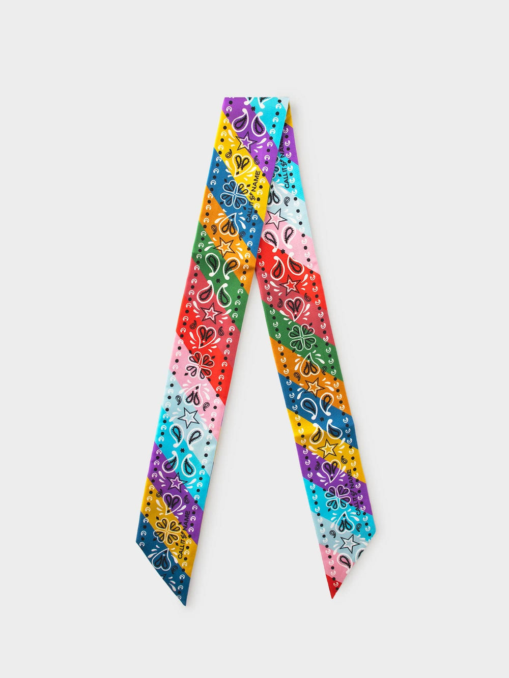 CALL IT BY YOUR NAME Accessory One Size / Rainbow Rainbow Silk Bandana Scarf C0SLK900-OS-RNBW Rainbow Silk Bandana Scarf