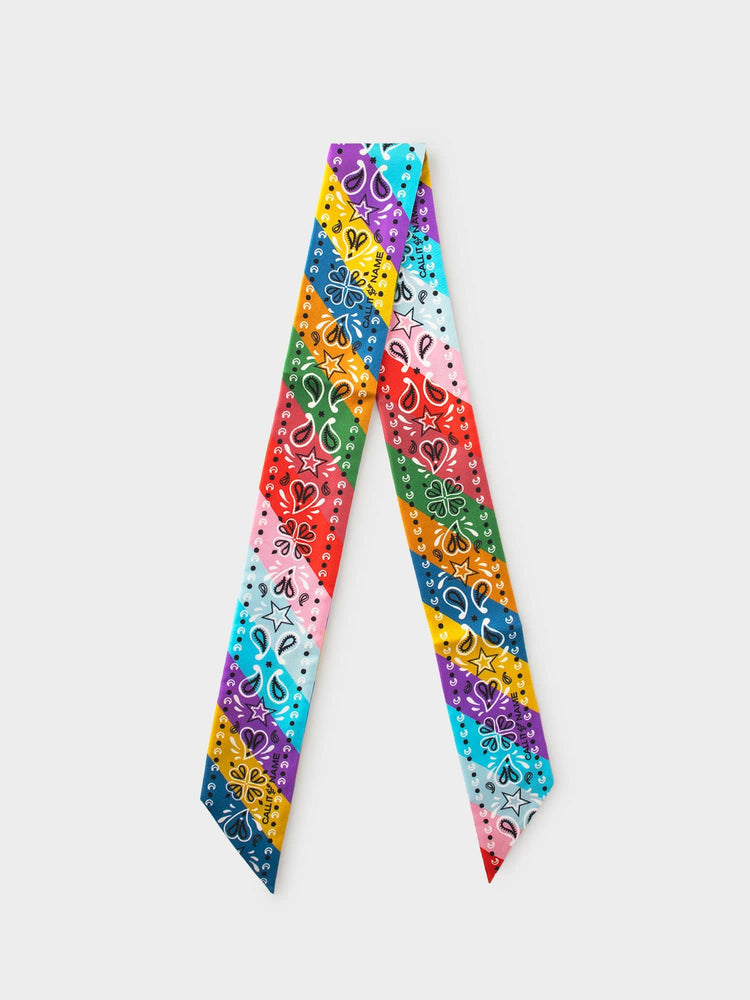 CALL IT BY YOUR NAME Accessory One Size / Rainbow Rainbow Silk Bandana Scarf C0SLK900-OS-RNBW Rainbow Silk Bandana Scarf