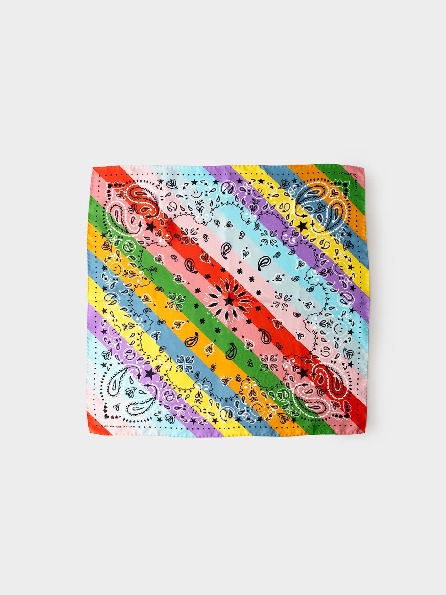 CALL IT BY YOUR NAME Accessory One Size / Rainbow Rainbow Star Silk Bandana C0SLK400-OS-RNBW Rainbow Star Silk Bandana