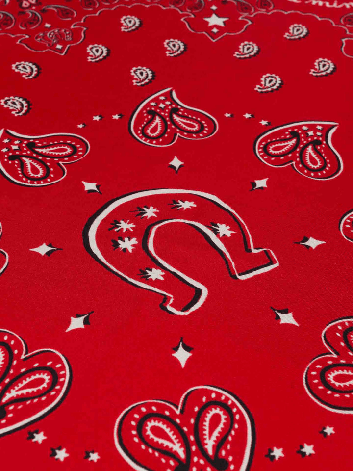 CALL IT BY YOUR NAME Accessory One Size / Red CALL IT BY YOUR NAME Red Western Silk Bandana C0SLK203-OS-RED CALL IT BY YOUR NAME Red Western Silk Bandana