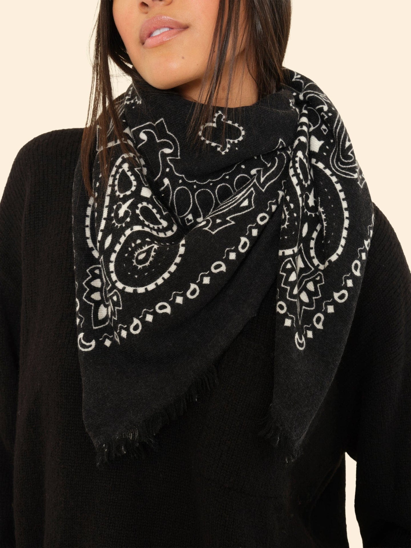 Kujten Accessory One Size / Black Kujten Black Hachiko Bandana K0CSH221-OS-BLK Kujten Black Hachiko Bandana