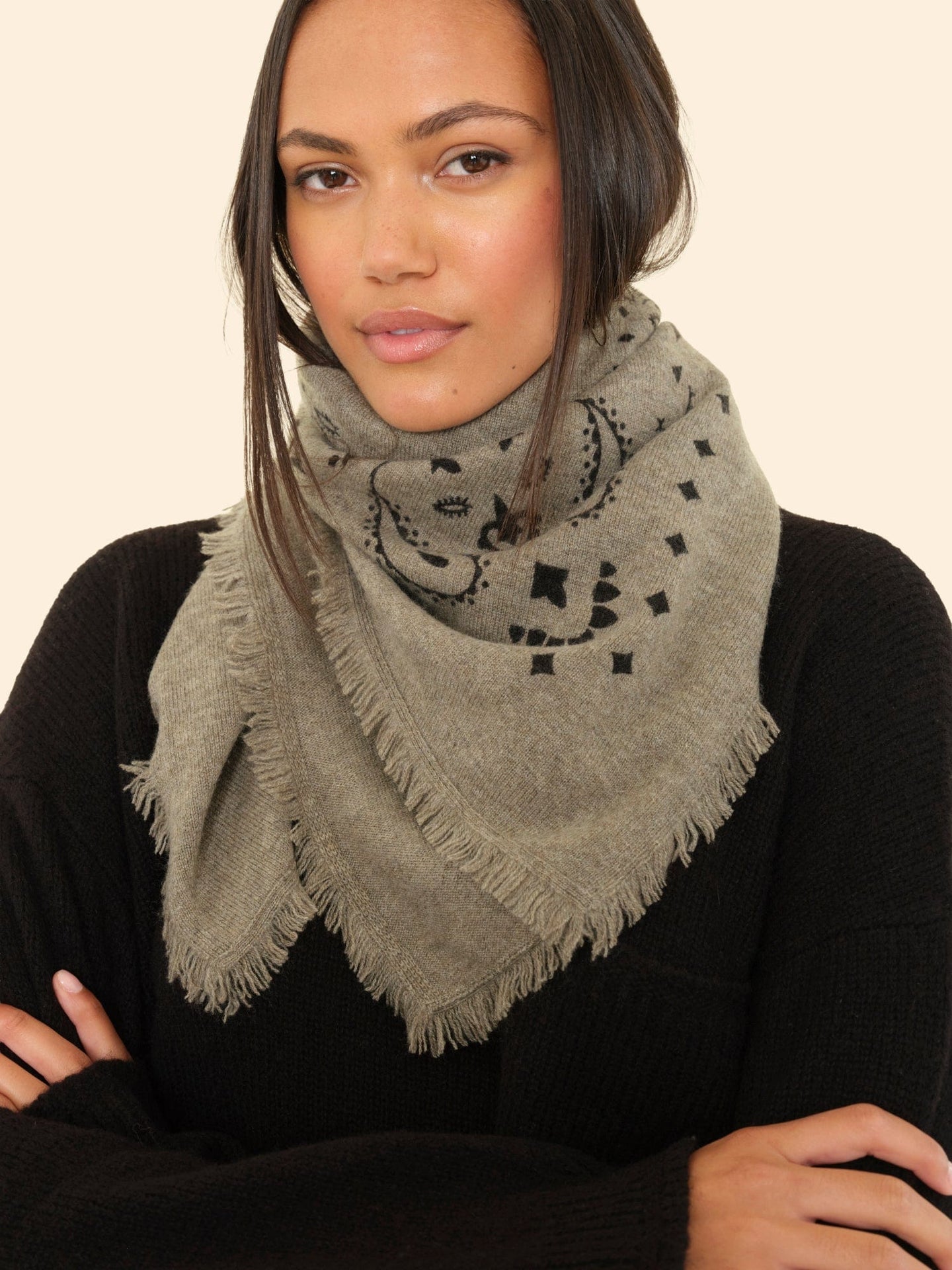 Kujten Accessory One Size / Marl Khaki Kujten Marl Khaki Hachiko Bandana K0CSH221-OS-MRKH Kujten Marl Khaki Hachiko Bandana