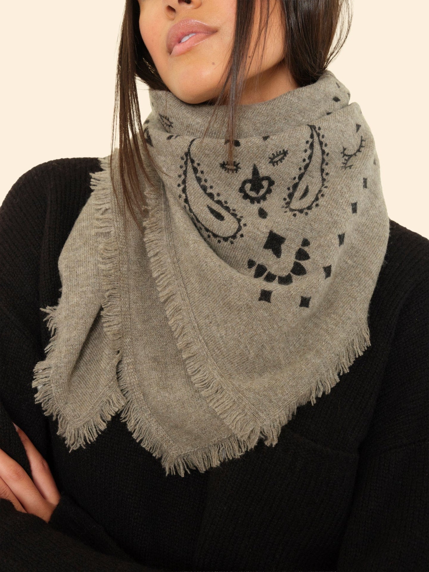 Kujten Accessory One Size / Marl Khaki Kujten Marl Khaki Hachiko Bandana K0CSH221-OS-MRKH Kujten Marl Khaki Hachiko Bandana