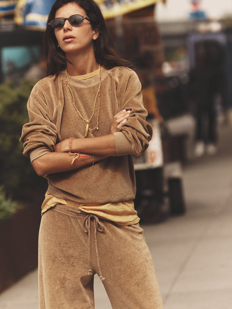 LM02 Sweatshirt Heather Camel Pierre Velour Sweatshirt Heather Camel Pierre Velour Sweatshirt