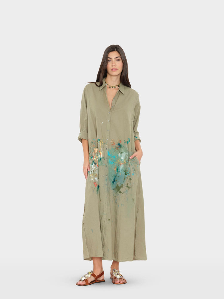Hand-Painted Dark Seagrass Boden Dress Small / Dark Seagrass