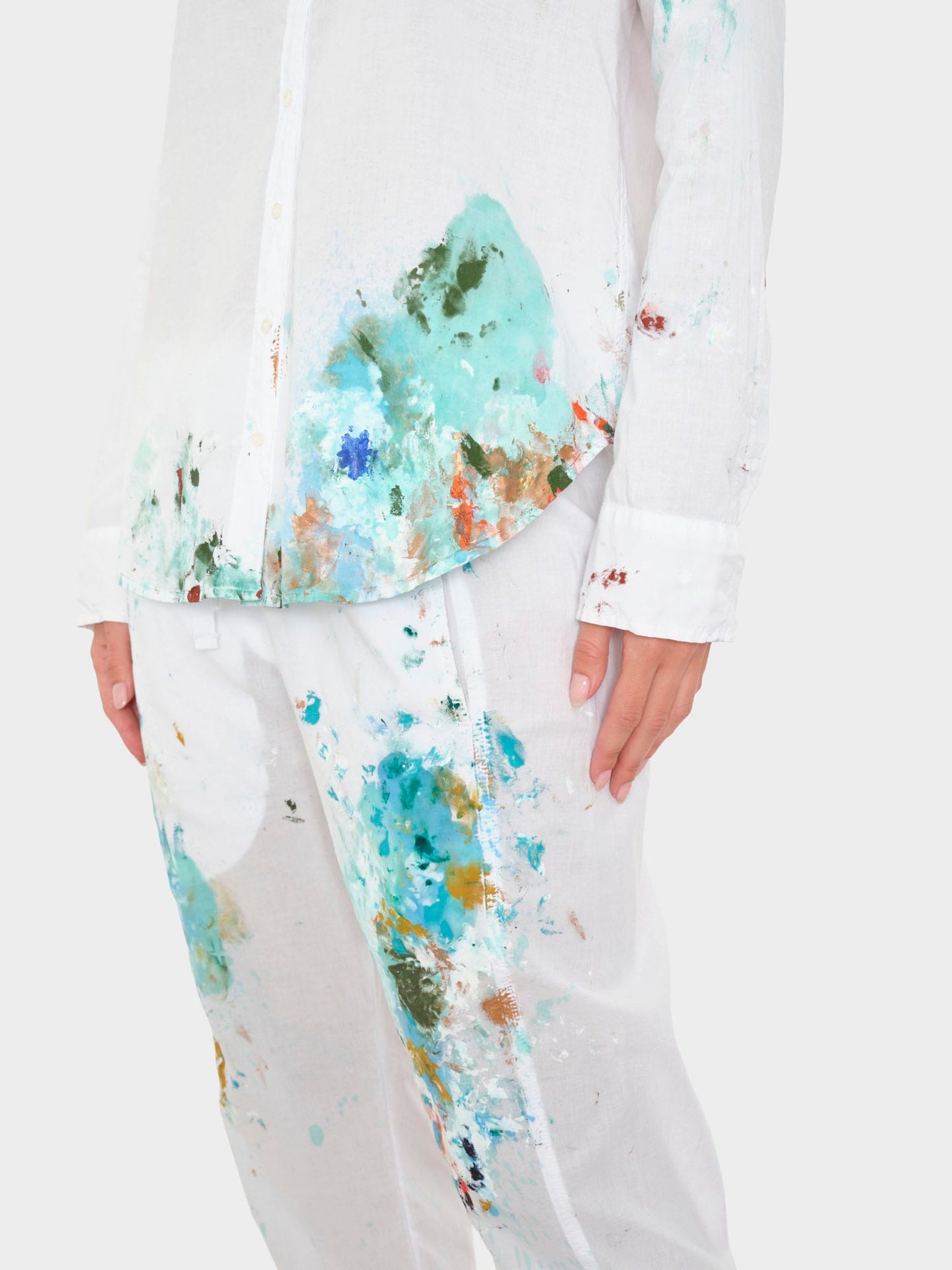LN01 Pant Hand-Painted White Draper Pant Hand-Painted White Draper Pant