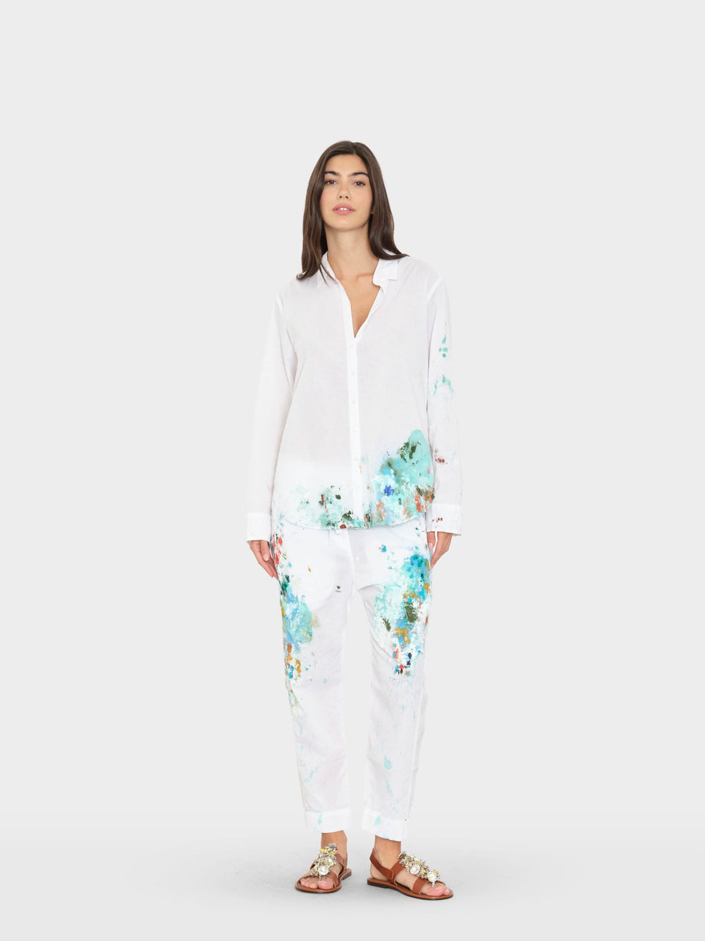 LN01 Pant Hand-Painted White Draper Pant Hand-Painted White Draper Pant