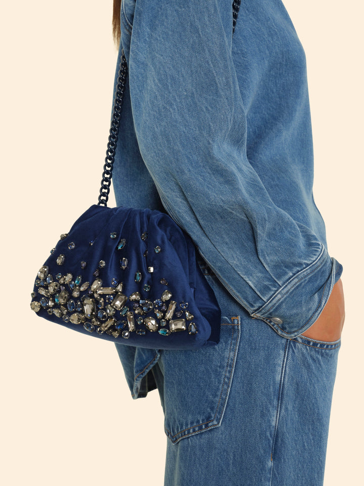 Maria La Rosa Handbag One Size / Blue Maria La Rosa Blue Pepita Bag M0PTB120-OS-BLU Maria La Rosa Blue Pepita Bag