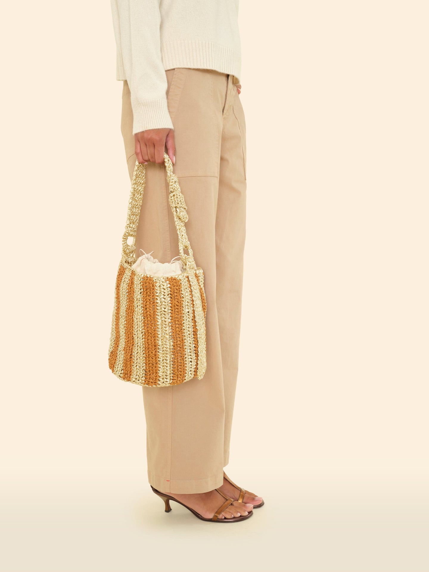 Maria La Rosa Handbag One Size / Natural Maria La Rosa Natural Cheyenne Mini Bucket Bag M0CMB131-OS-NAT Maria La Rosa Natural Cheyenne Mini Bucket Bag