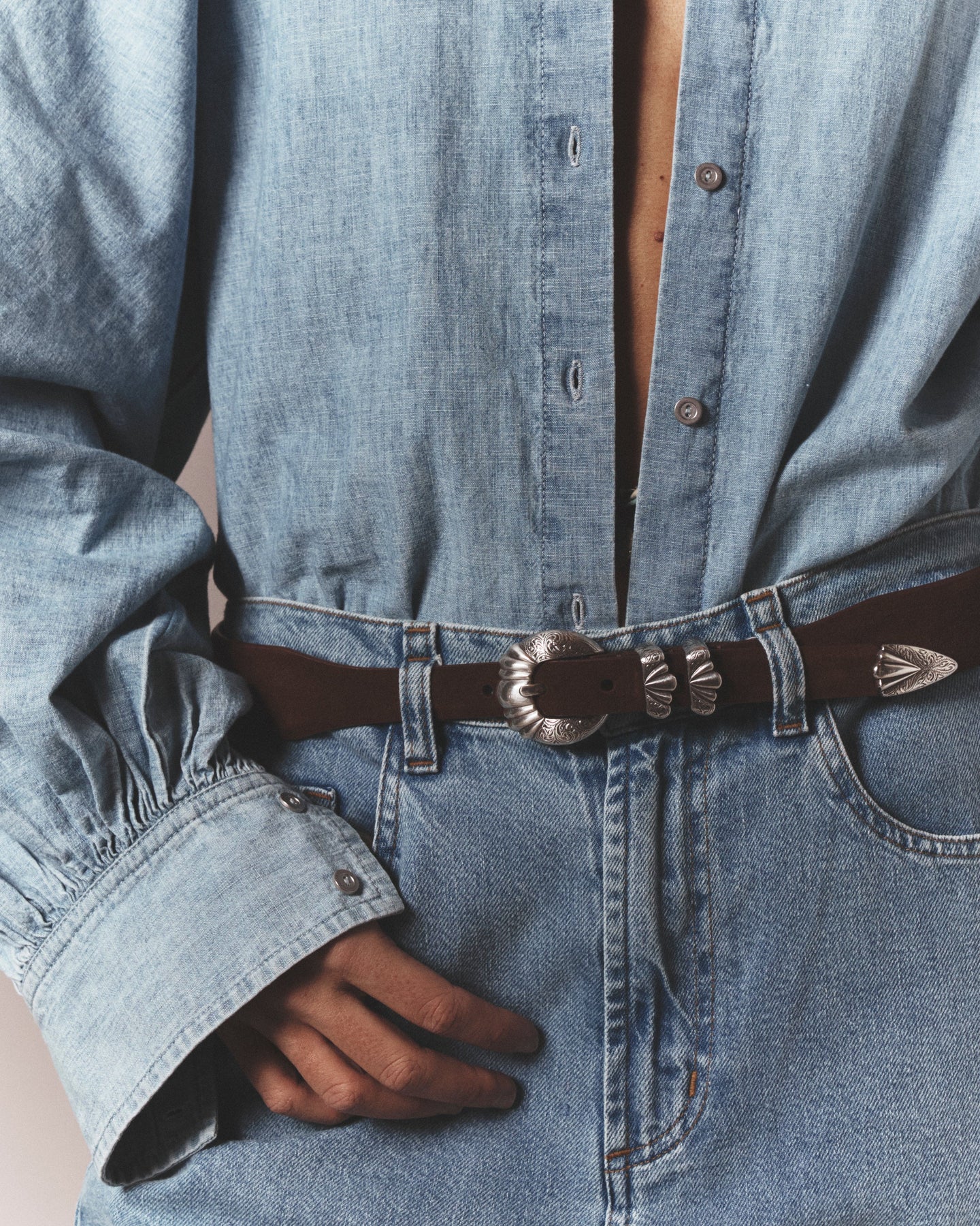 Silver Ostrich Belt Silver Ostrich Brown Suede Versailles Belt Silver Ostrich Brown Suede Versailles Belt
