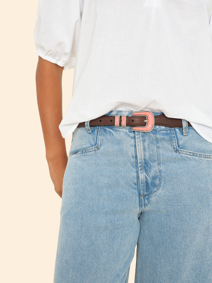 Silver Ostrich Belt Silver Ostrich Brown Vintage Pink Coral Belt