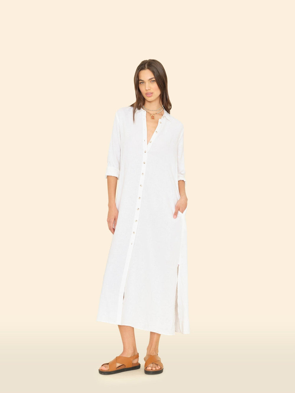 X2501 Dress White Boden Linen Dress White Boden Linen Dress