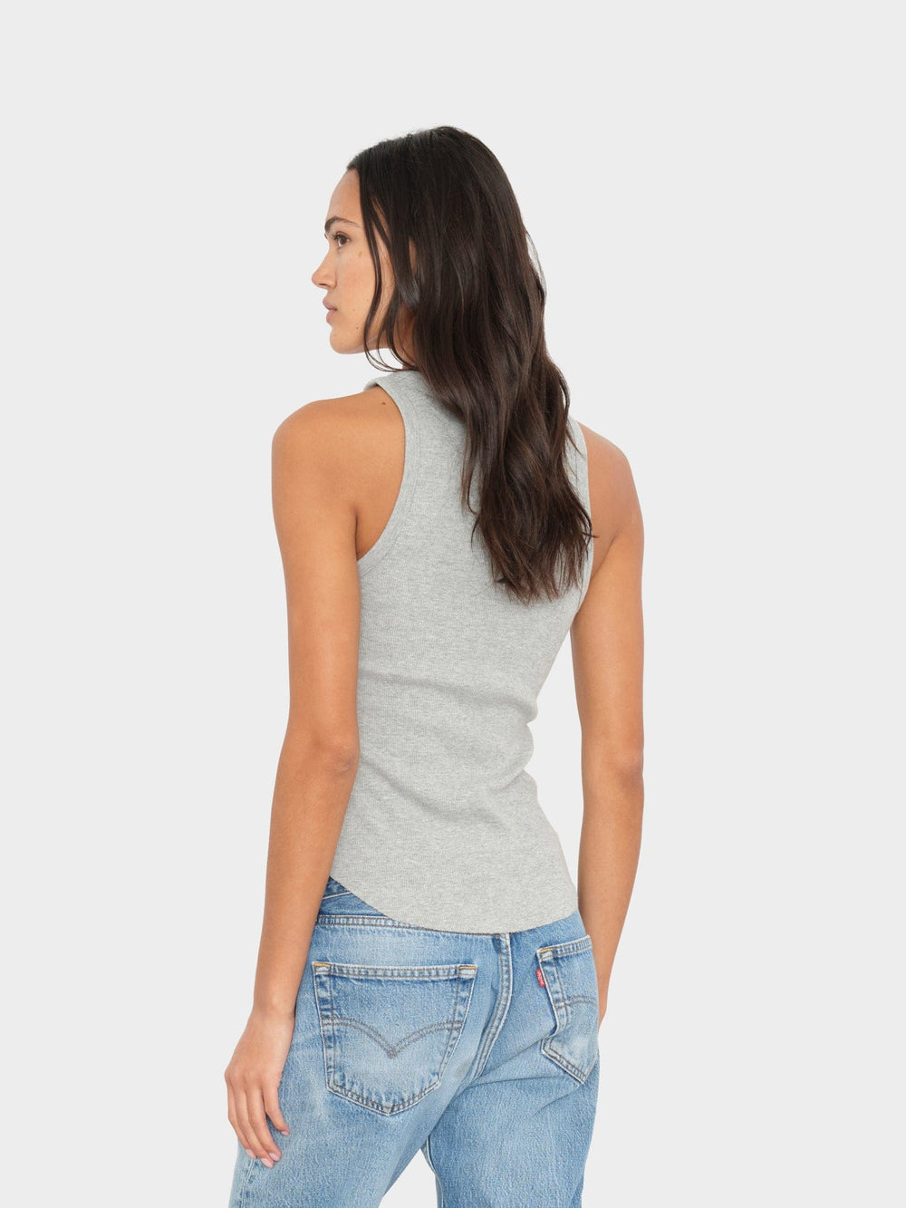 X2501 Tee Heather Grey Arynn Fine Rib Tank Top Heather Grey Arynn Fine Rib Tank Top