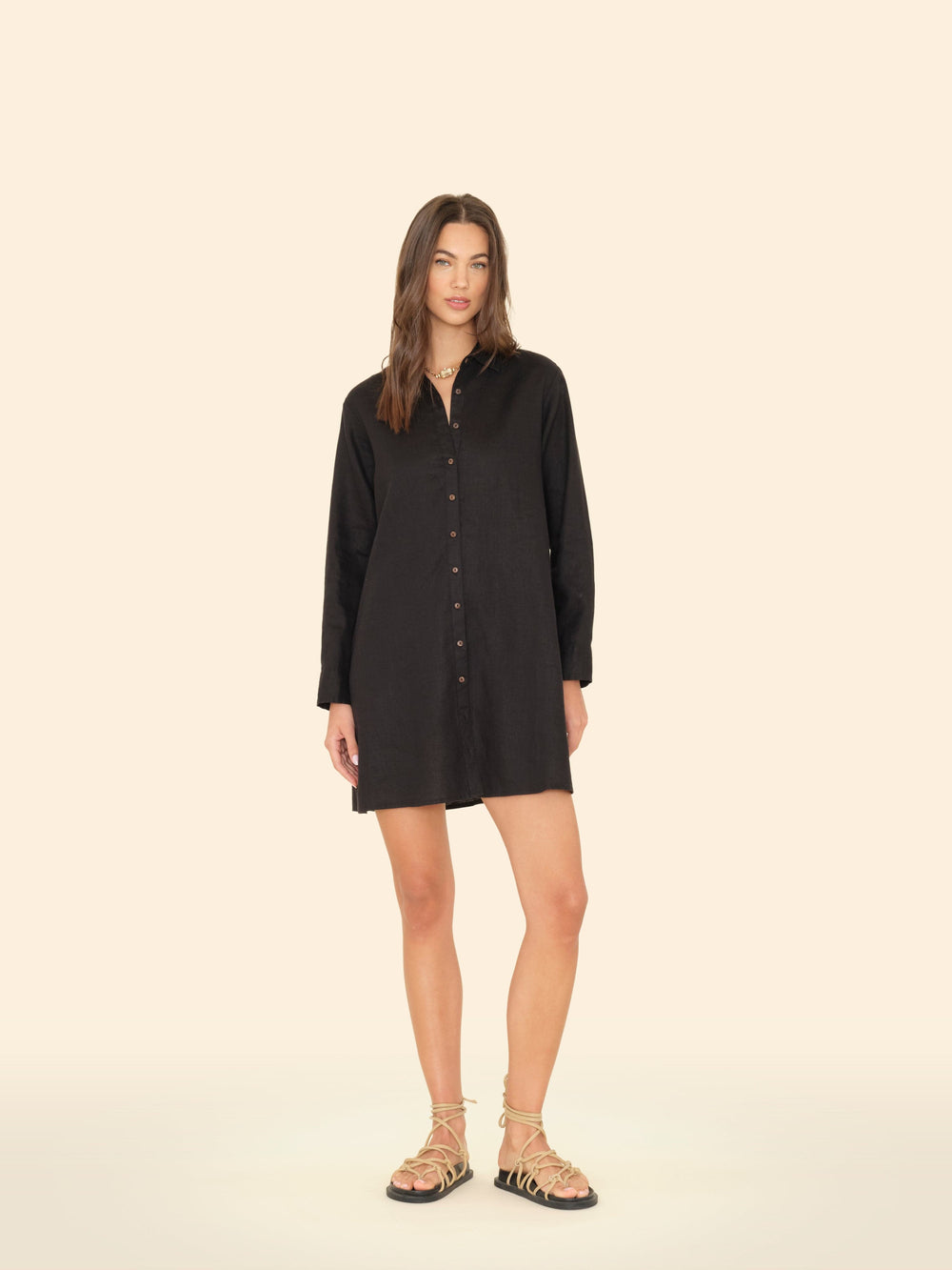 X2503 Dress Black Bobby Linen Dress Black Bobby Linen Dress