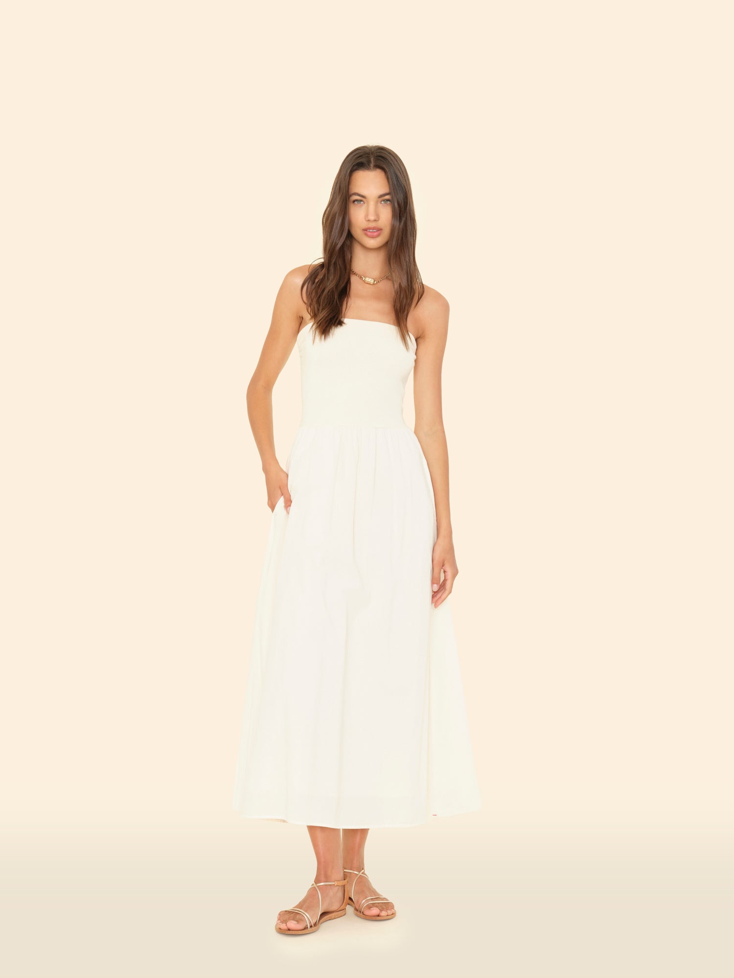 Merlette SOLIMAN DRESS 白　XS short-slip-dress-in-white-01.