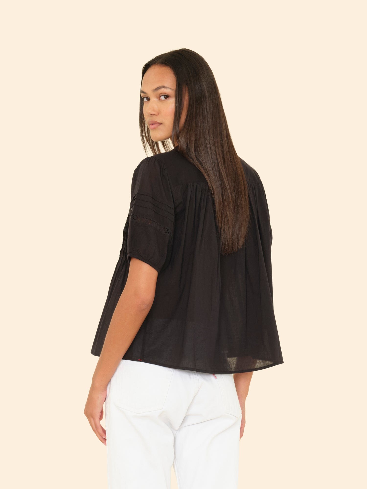 sahara／ Velours China Hook Shirt Black Claudia Shirt