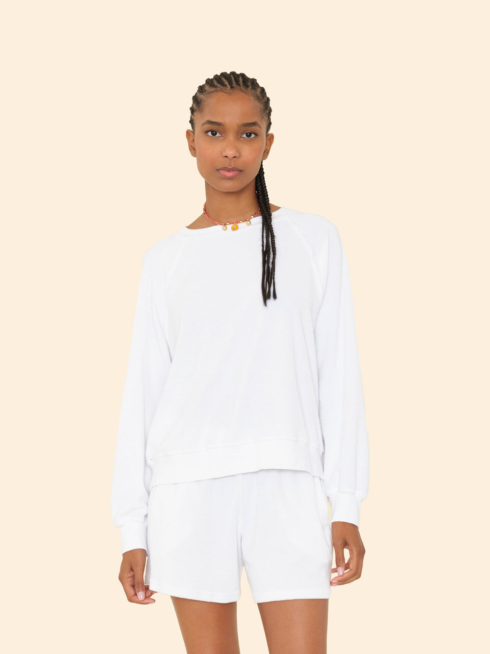 X2503 Sweatshirt White Hopper Terry Sweatshirt White Hopper Terry Sweatshirt