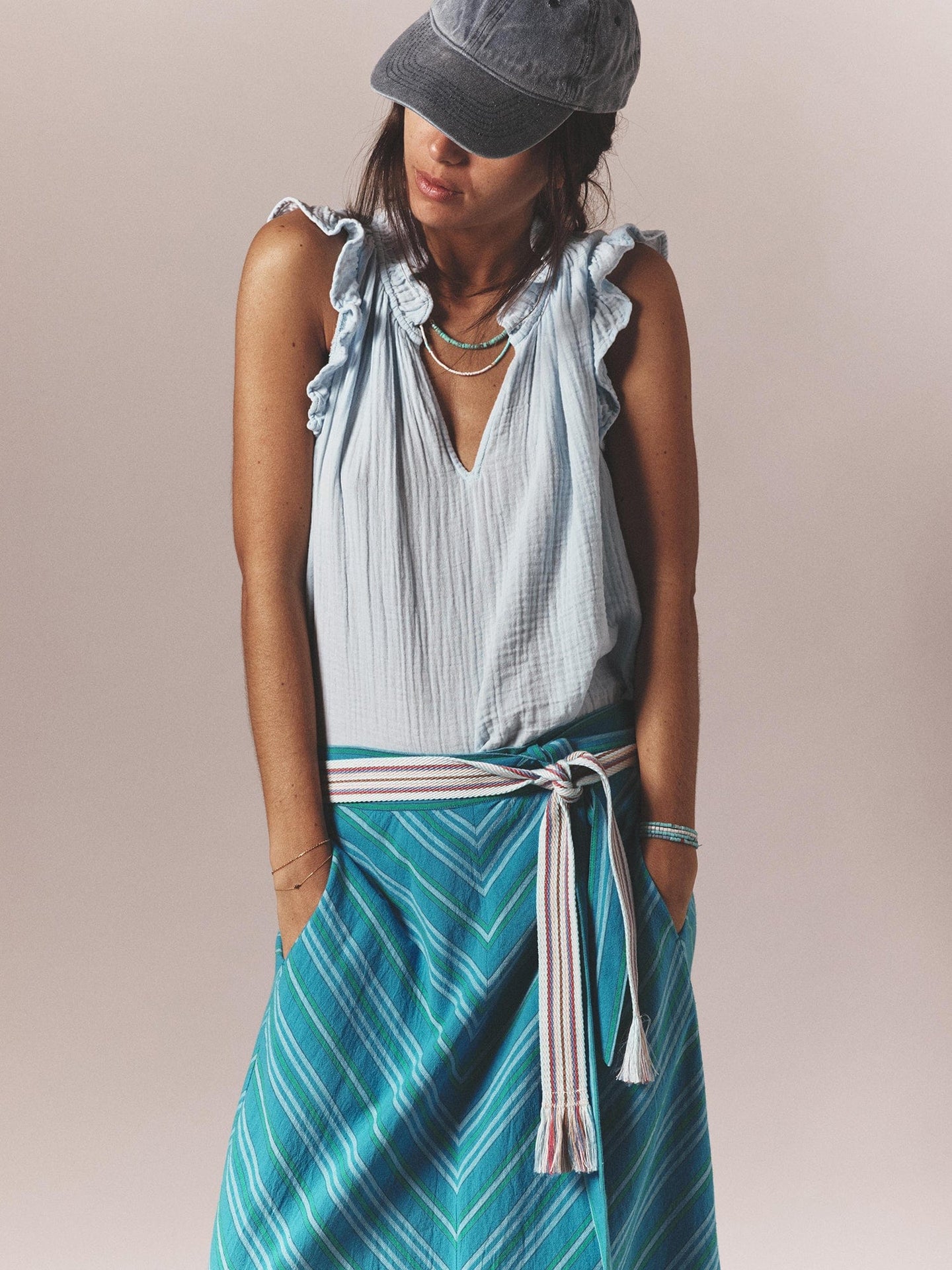 X2503 Top Blue Mist Bex Gauze Top Blue Mist Bex Gauze Top