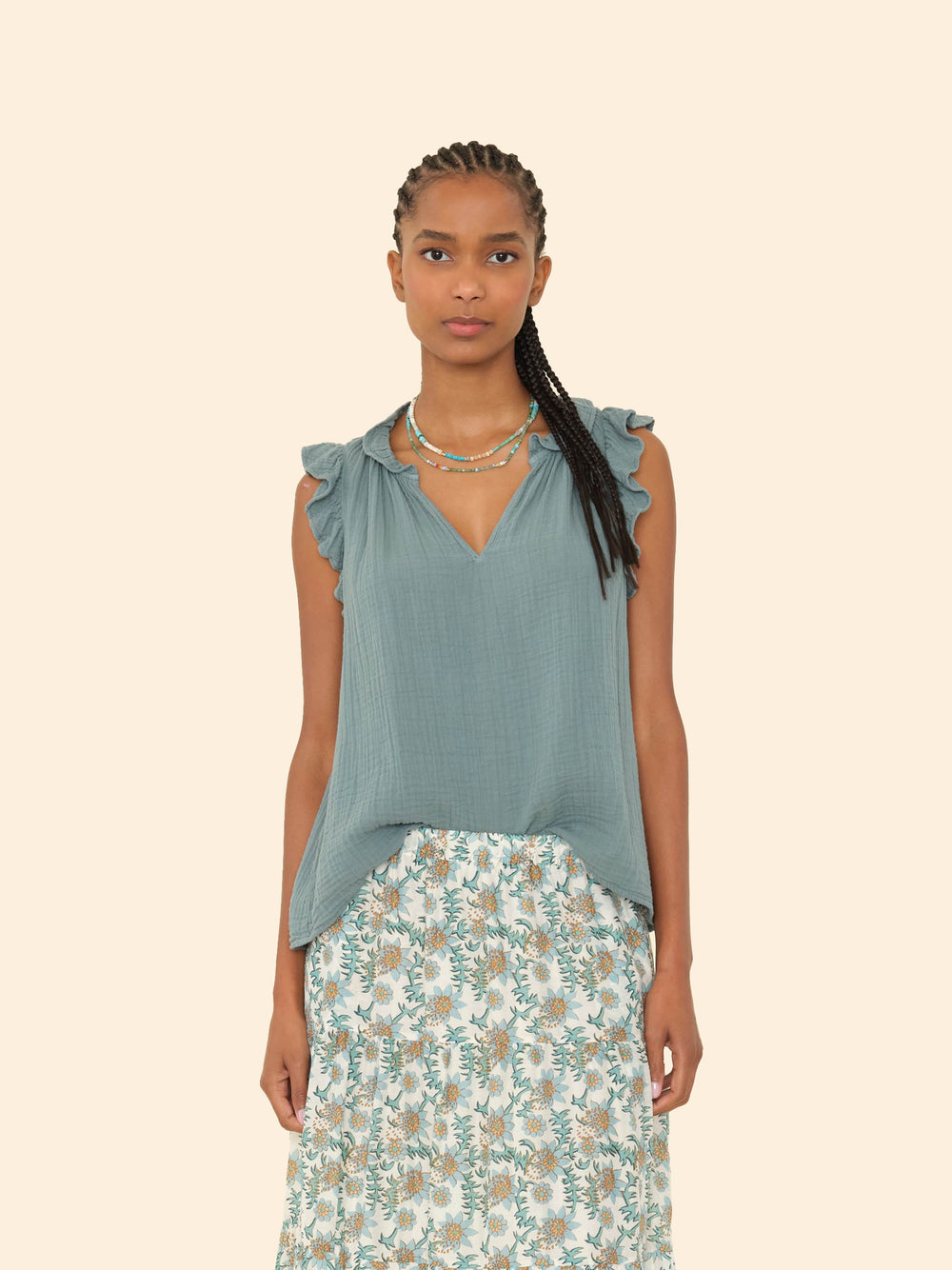 X2503 Top Dusty Sage Bex Gauze Top Dusty Sage Bex Gauze Top