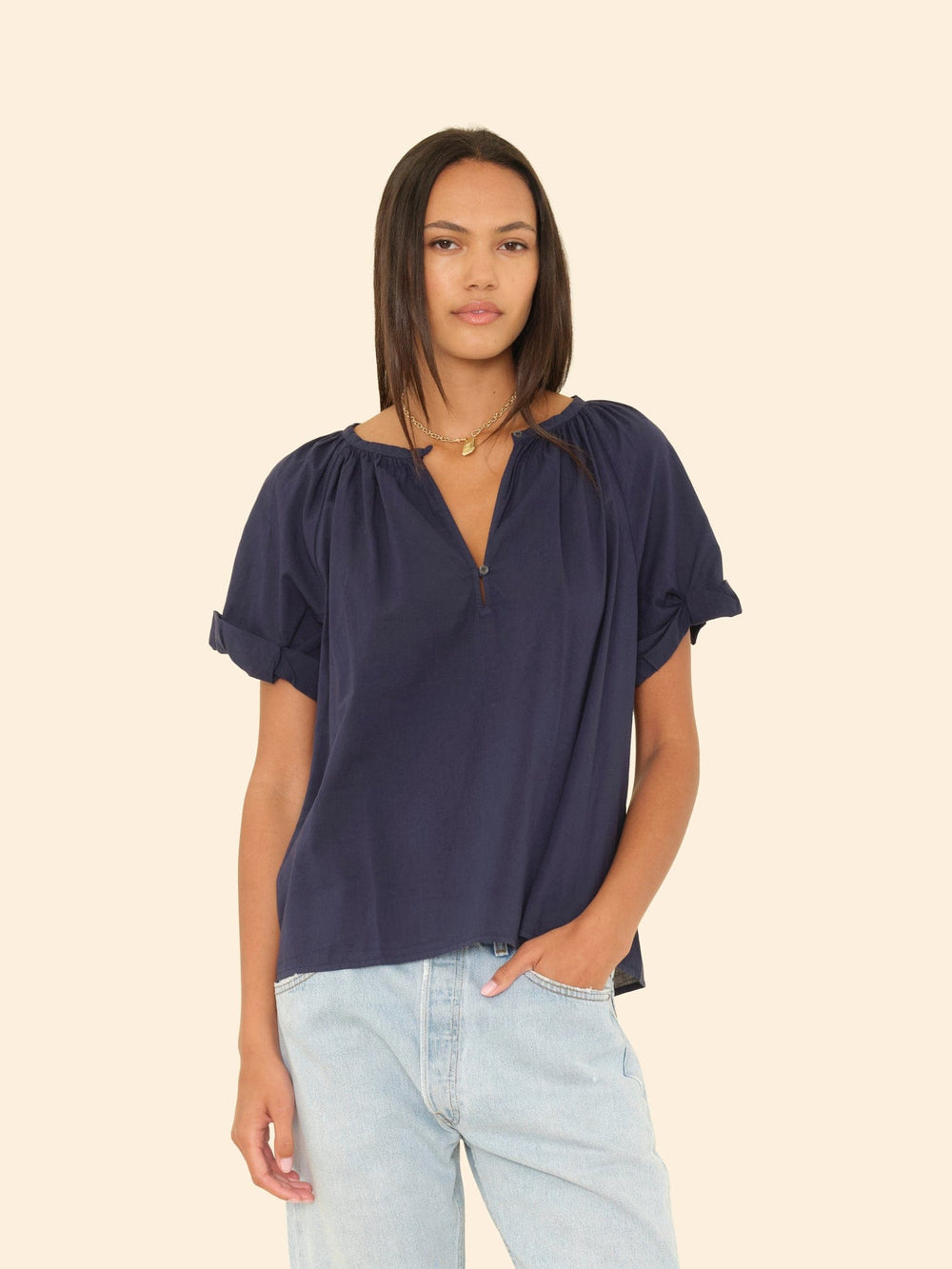 X2503 Top Navy Calla Top Navy Calla Top