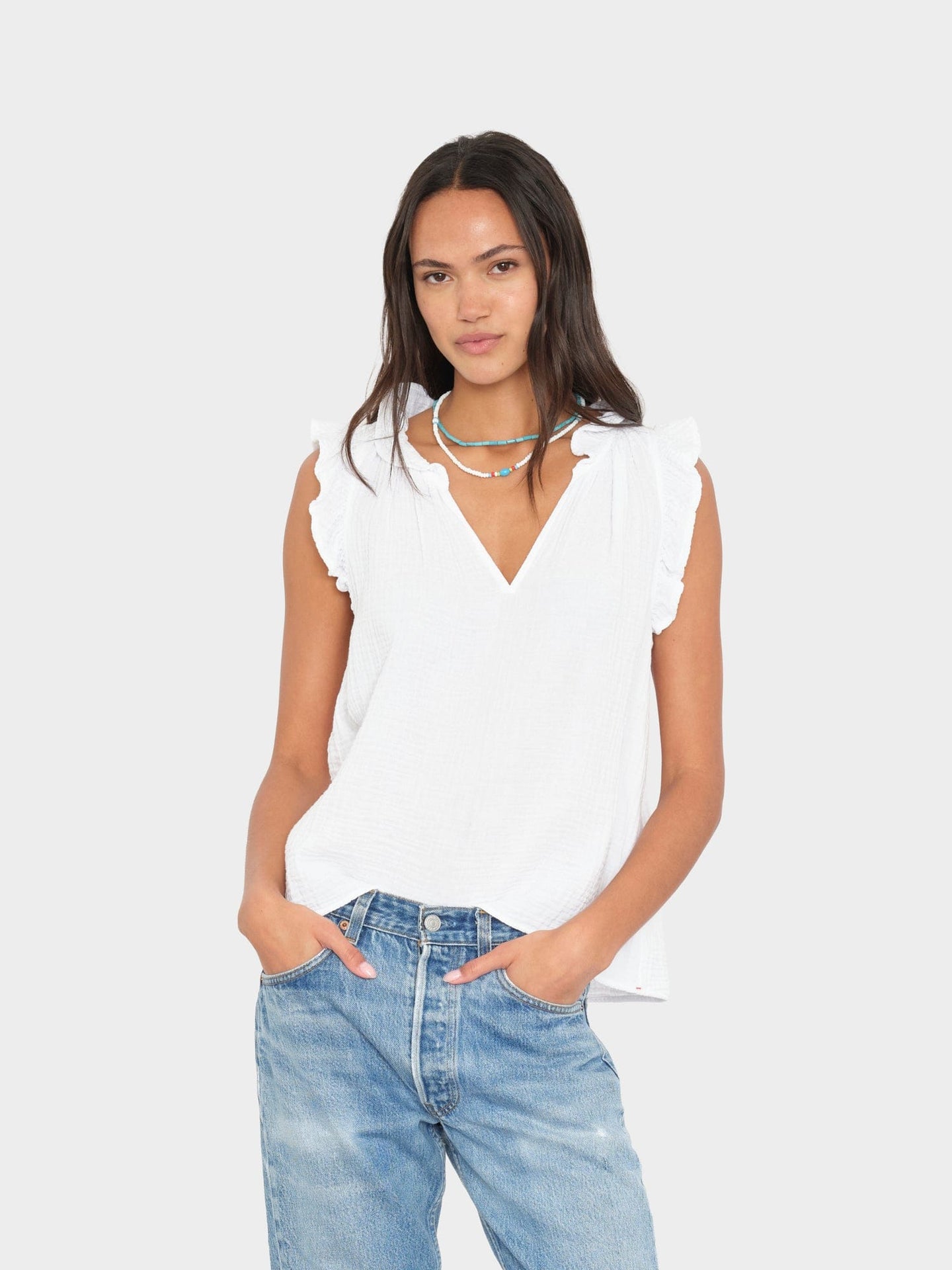 X2503 Top White Bex Gauze Top White Bex Gauze Top