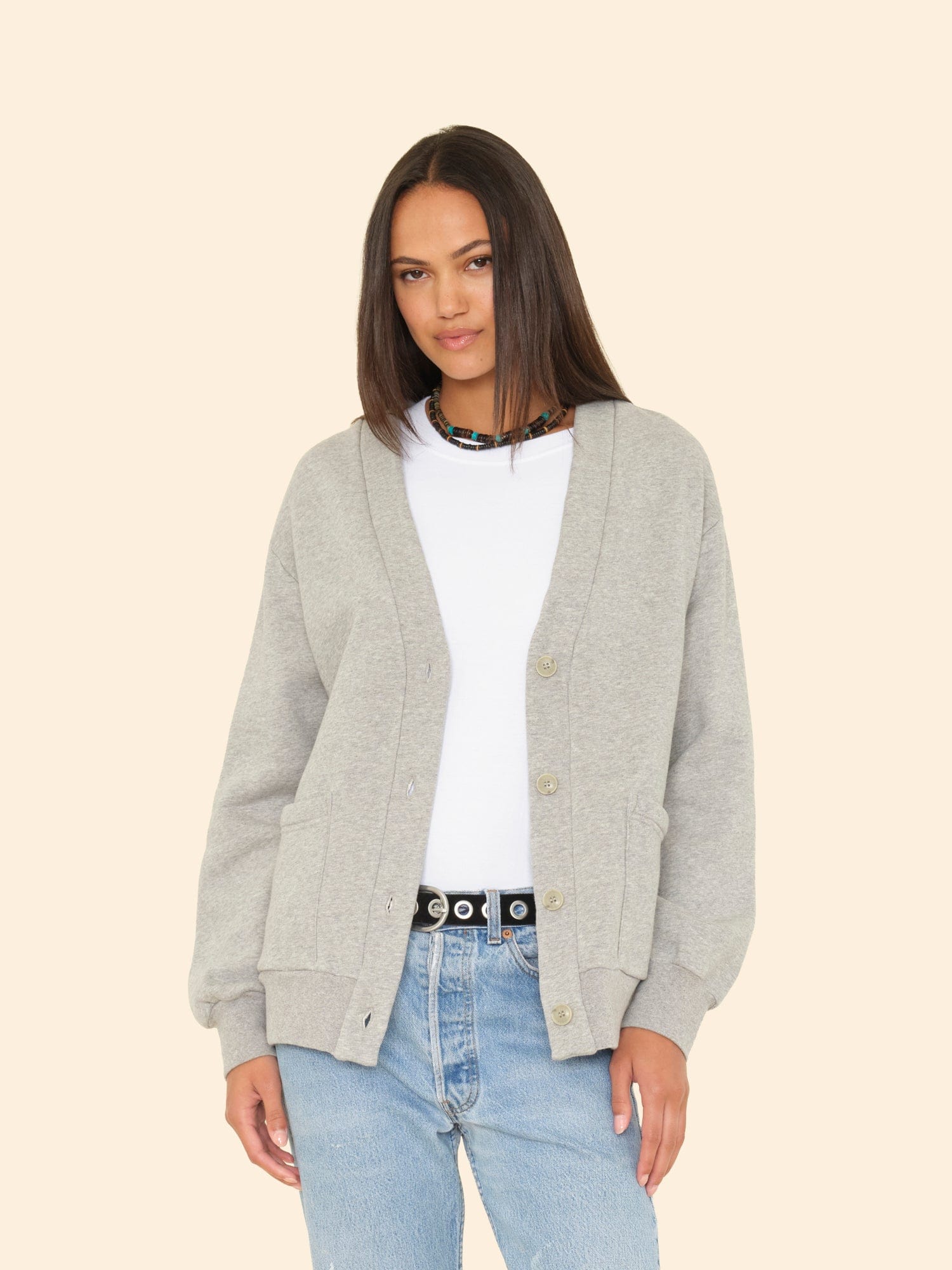 レアサイズ⭐︎XXL BROONEY EX HEATLINE CARDIGAN x2505-sweatshirt-heather-grey-