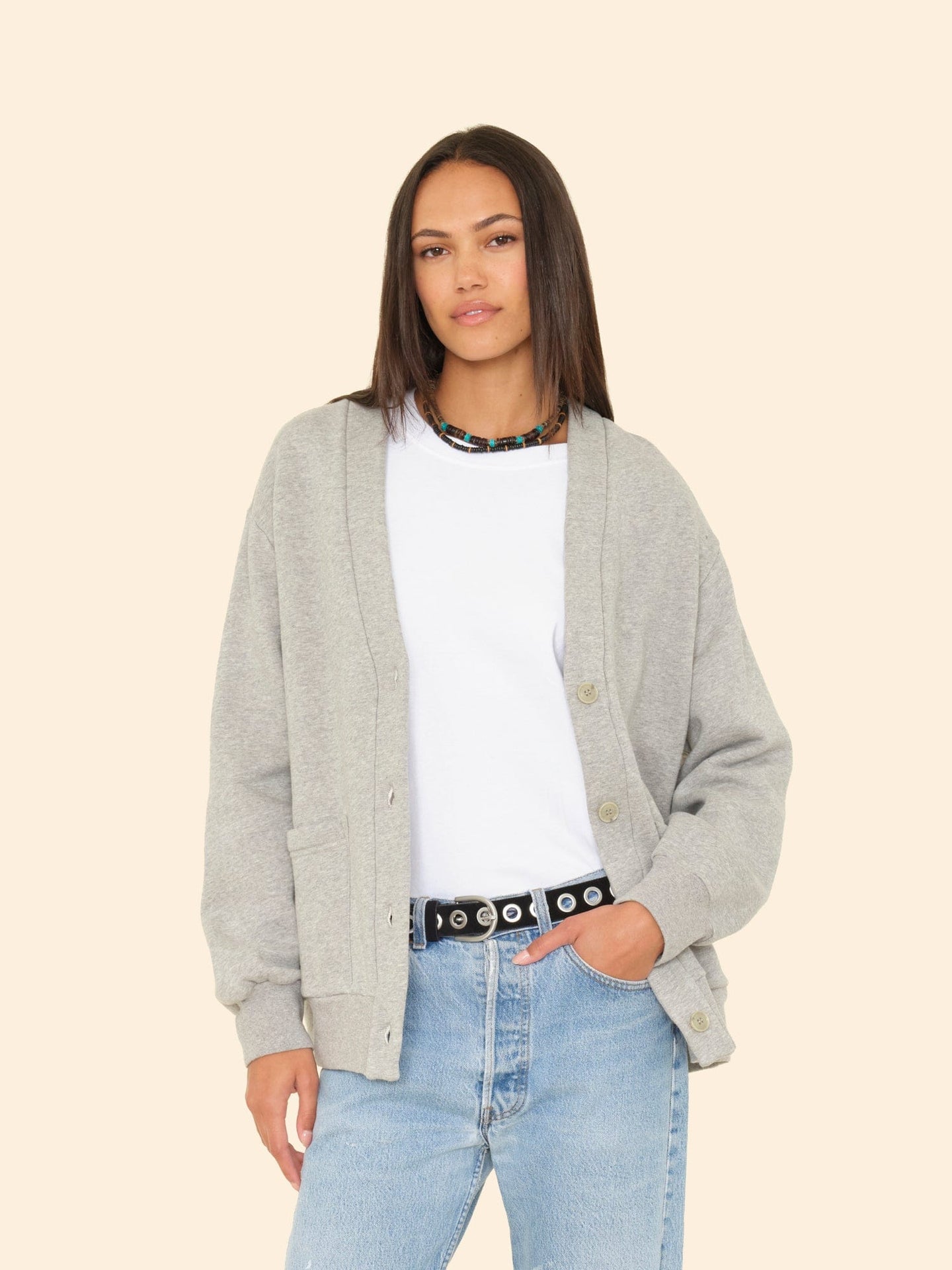 X2505 Sweatshirt Heather Grey Benny Cardigan Heather Grey Benny Cardigan
