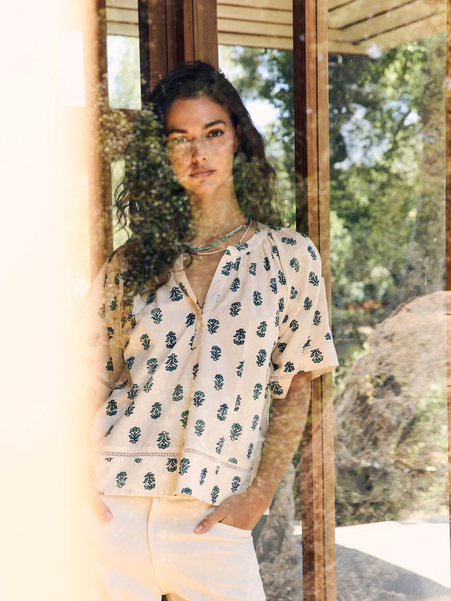 ★Adelio★ sha fake bolero tee Clover Stamp Sadie Top