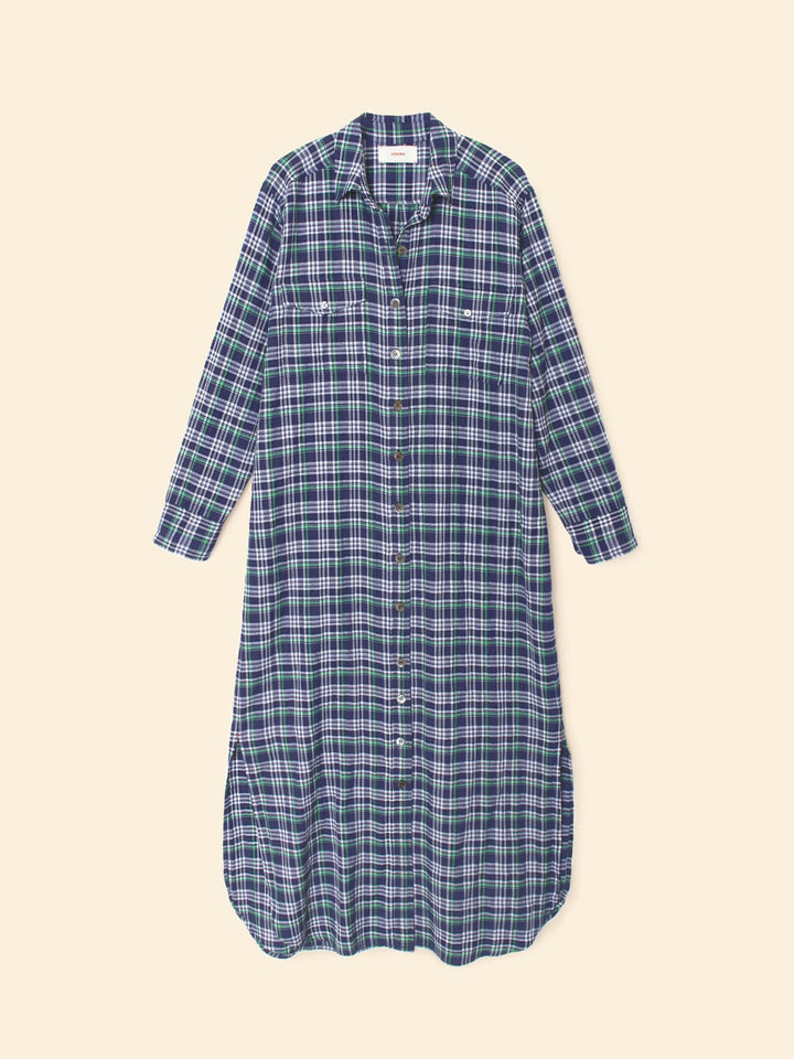 X2506 Dress Forest Blue Plaid Natalie Dress Forest Blue Plaid Natalie Dress