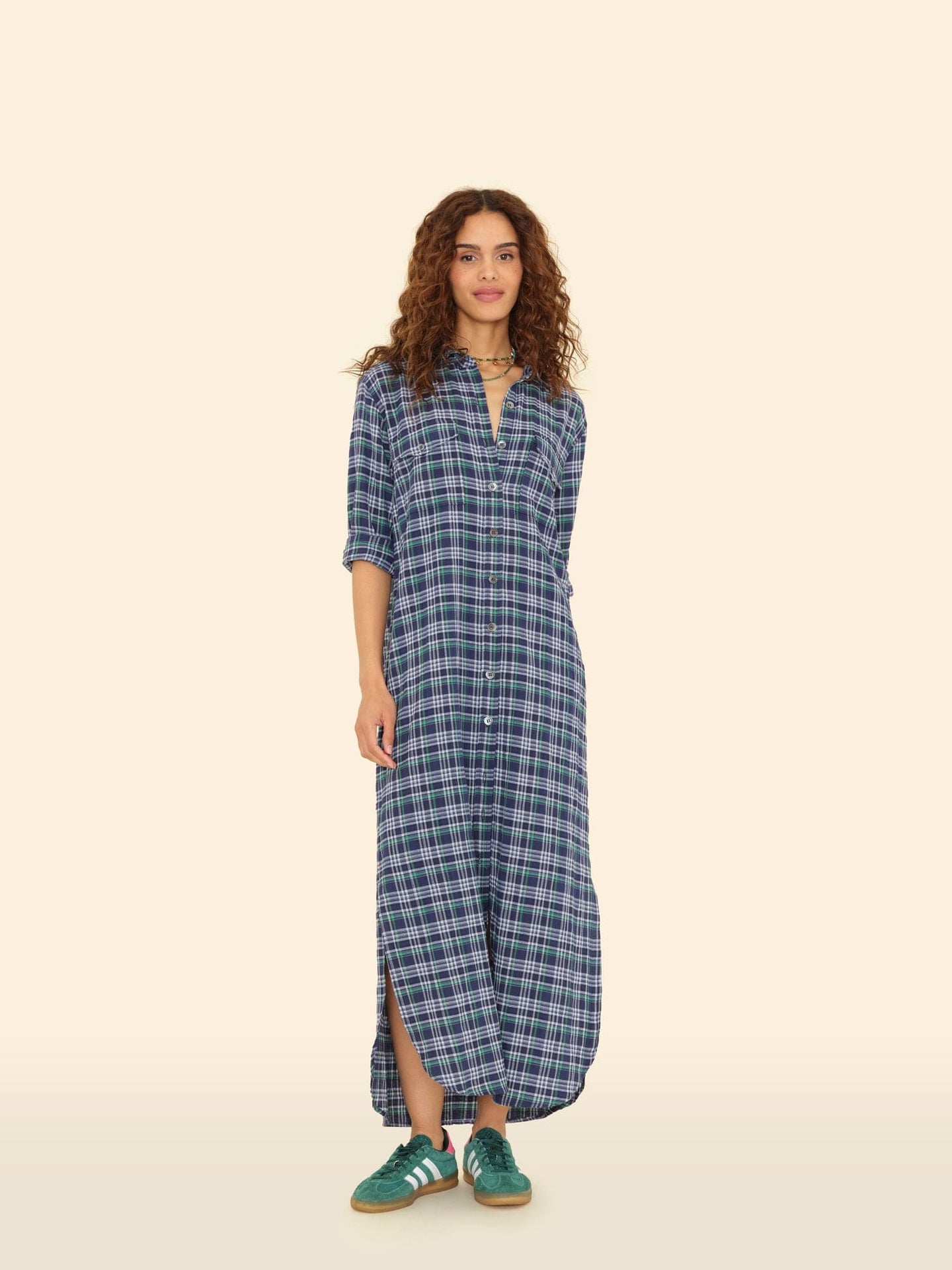 X2506 Dress Forest Blue Plaid Natalie Dress Forest Blue Plaid Natalie Dress