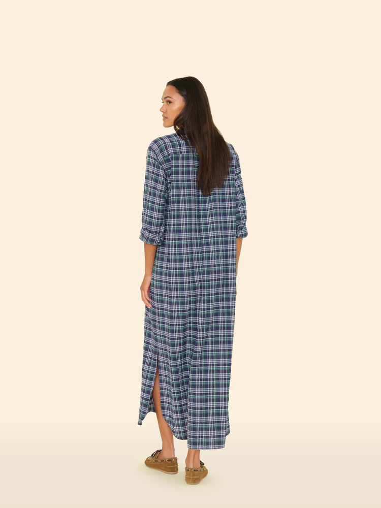 X2506 Dress Forest Blue Plaid Natalie Dress Forest Blue Plaid Natalie Dress