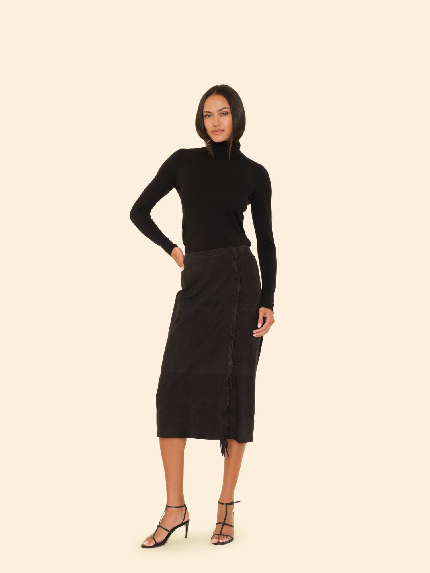 Black Bonnie Suede Skirt