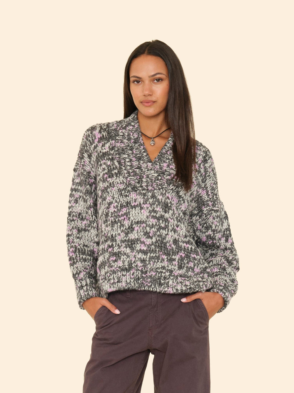 X2506 Sweater Black Melange Keyes Sweater Black Melange Keyes Sweater